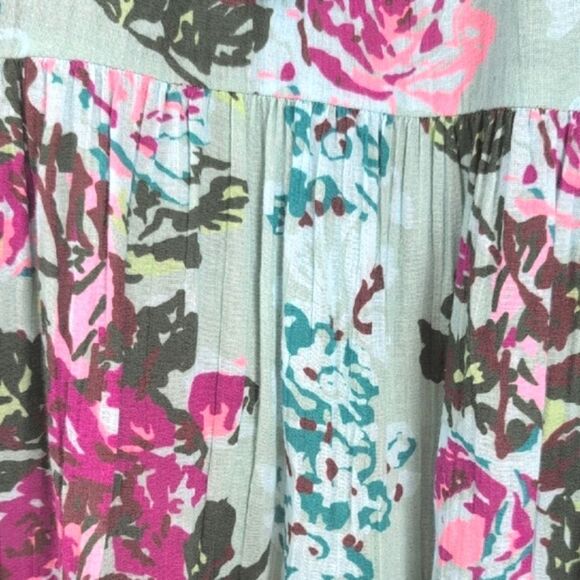Sundance Catalog Provence Stroll Dress Turquoise Floral Boho Dress Size L - Picture 9 of 12
